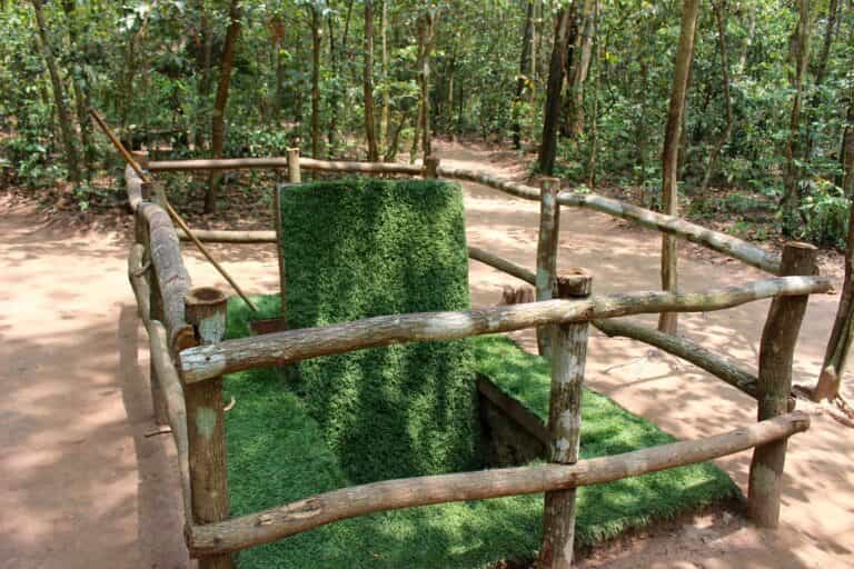 People having fun in Cu Chi tunnels